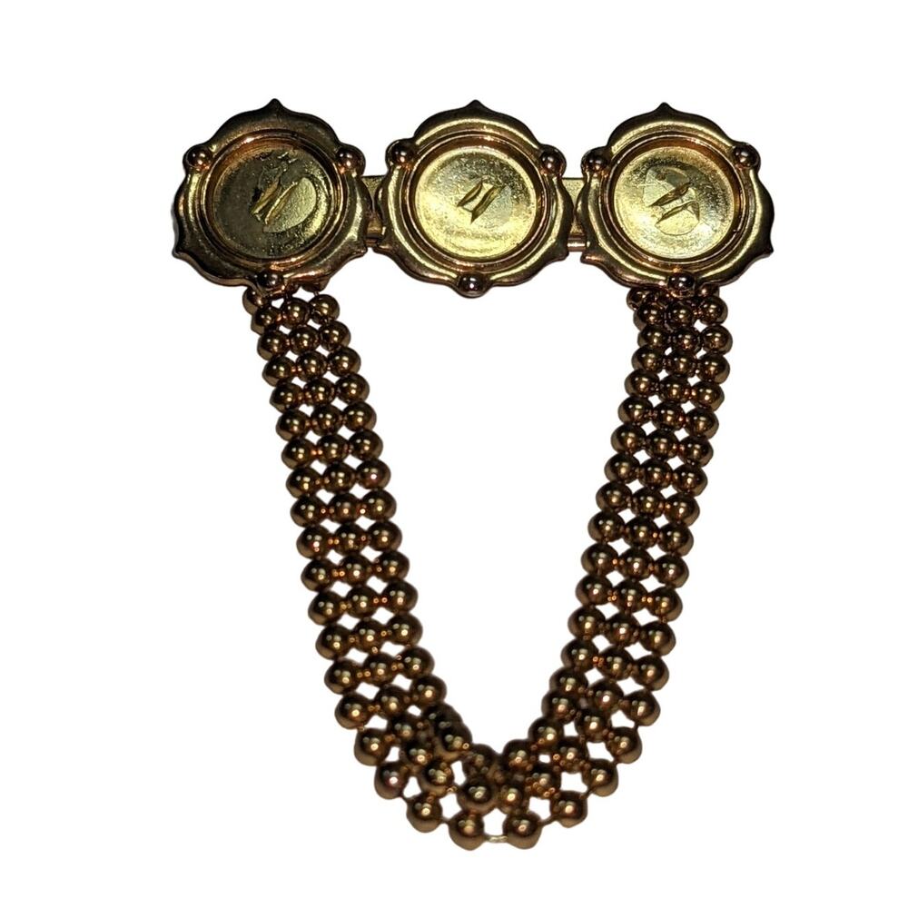 Vintage DIY Setting Collar Brooch Pocket Rank Pin Golden Ball Chain